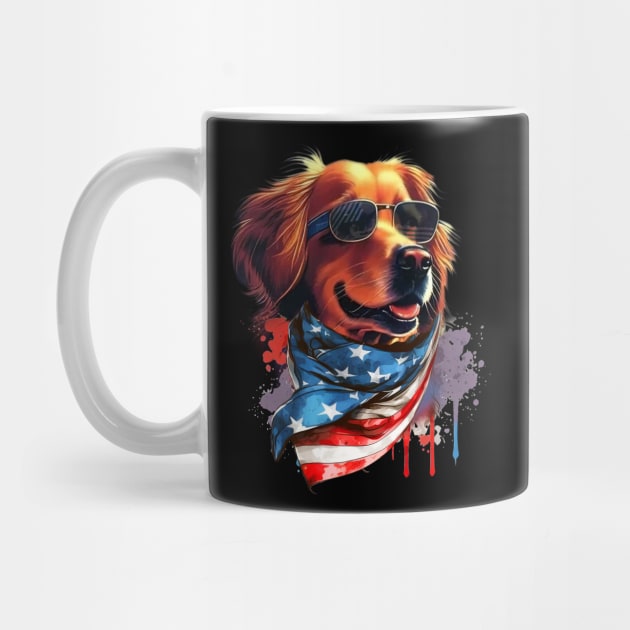 Golden Retriever American Flag USA America 4th Of July by marisamegan8av